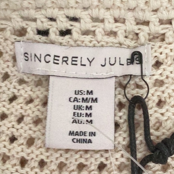 SINCERELY JULES NWT 2 PIECE SET CROCHET FLARE PANTS OFF WHITE WOMENS MEDIUM - Picture 7 of 10
